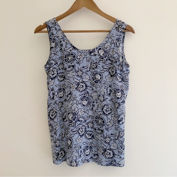 Henri Bendel Floral Silk Tank Top Small Blue - Picture 5 of 5